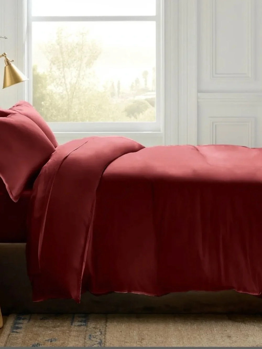 NEW Quince Organic Bamboo Duvet Cover Set, King/Cal King, Burgundy